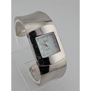 Studio Time Women's Quartz 27mm Silver Hinge Bangle Band- New Battery